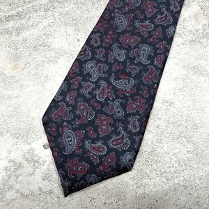 Vintage Yves Saint Laurent Silk Tie Mens OS Blue Paisley Made In USA Necktie
